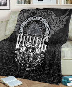 Viking Blanket Viking Warrior Valknut Sherpa Fleece Blanket Gifts for Viking Lovers