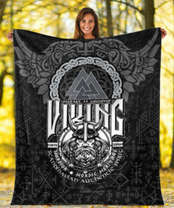 Viking Blanket Viking Warrior Valknut Sherpa Fleece Blanket Gifts for Viking Lovers