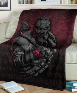 Viking Blanket Viking Warrior With Axe Sherpa Fleece Blanket Gifts for Viking Lovers