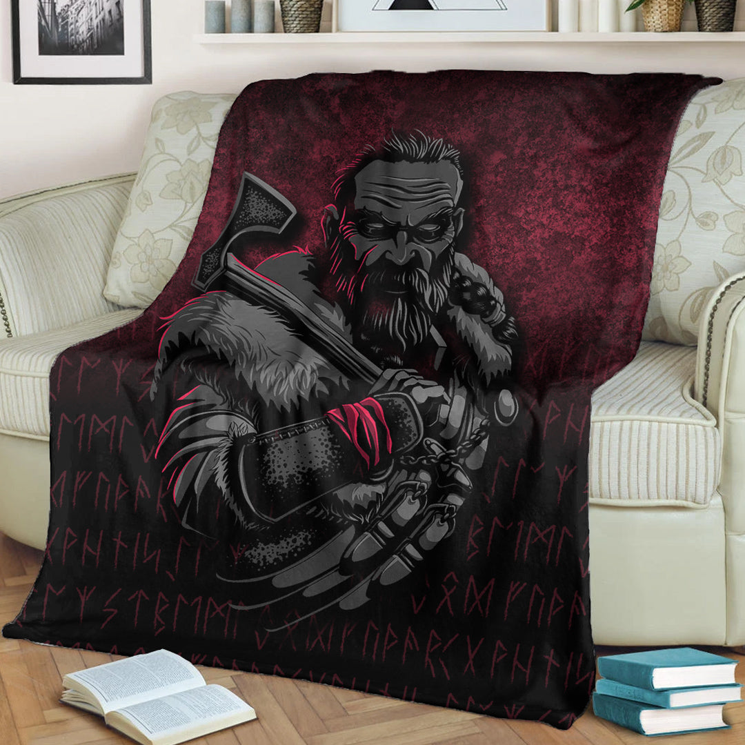 Viking Blanket Viking Warrior With Axe Sherpa Fleece Blanket Gifts for Viking Lovers
