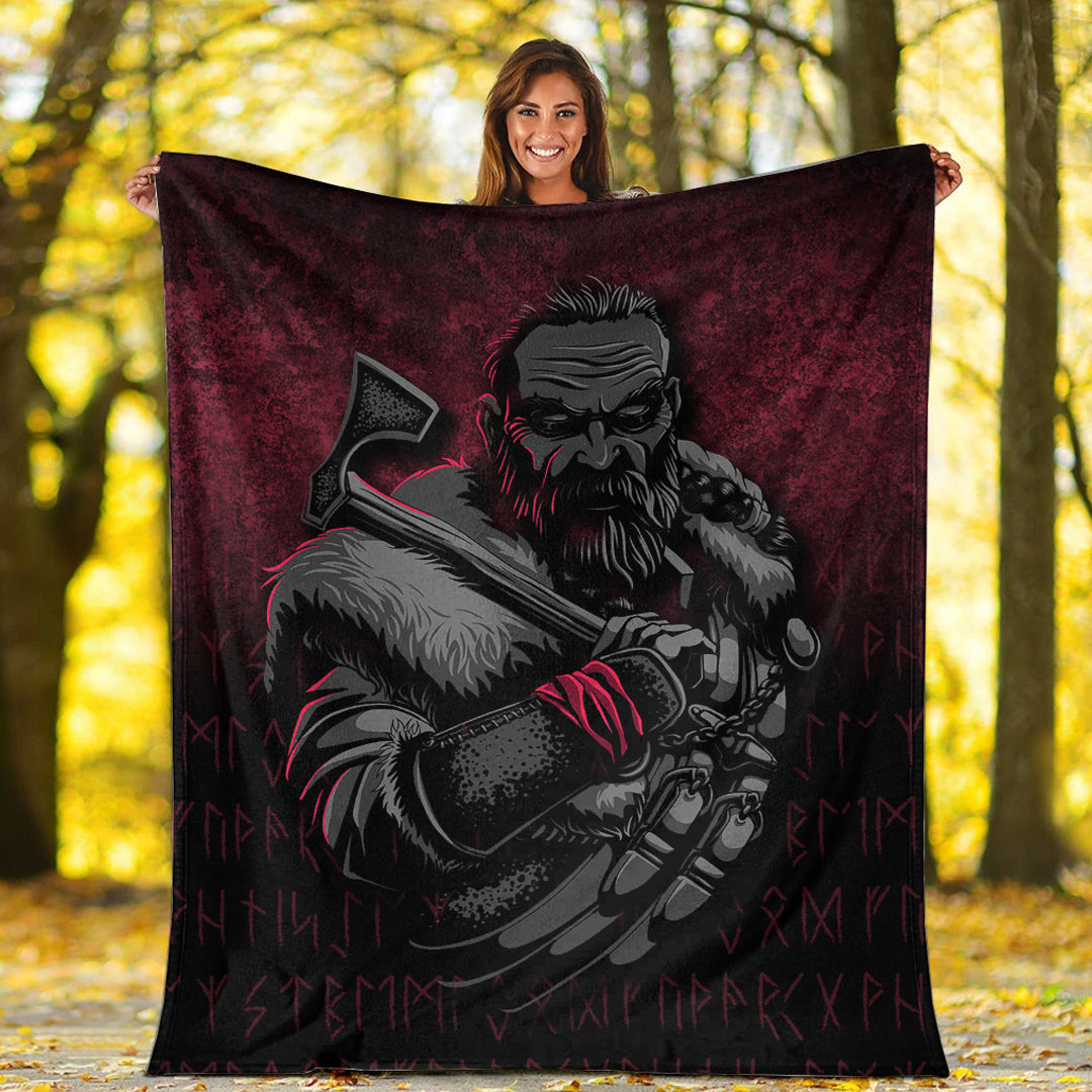 Viking Blanket Viking Warrior With Axe Sherpa Fleece Blanket Gifts for Viking Lovers