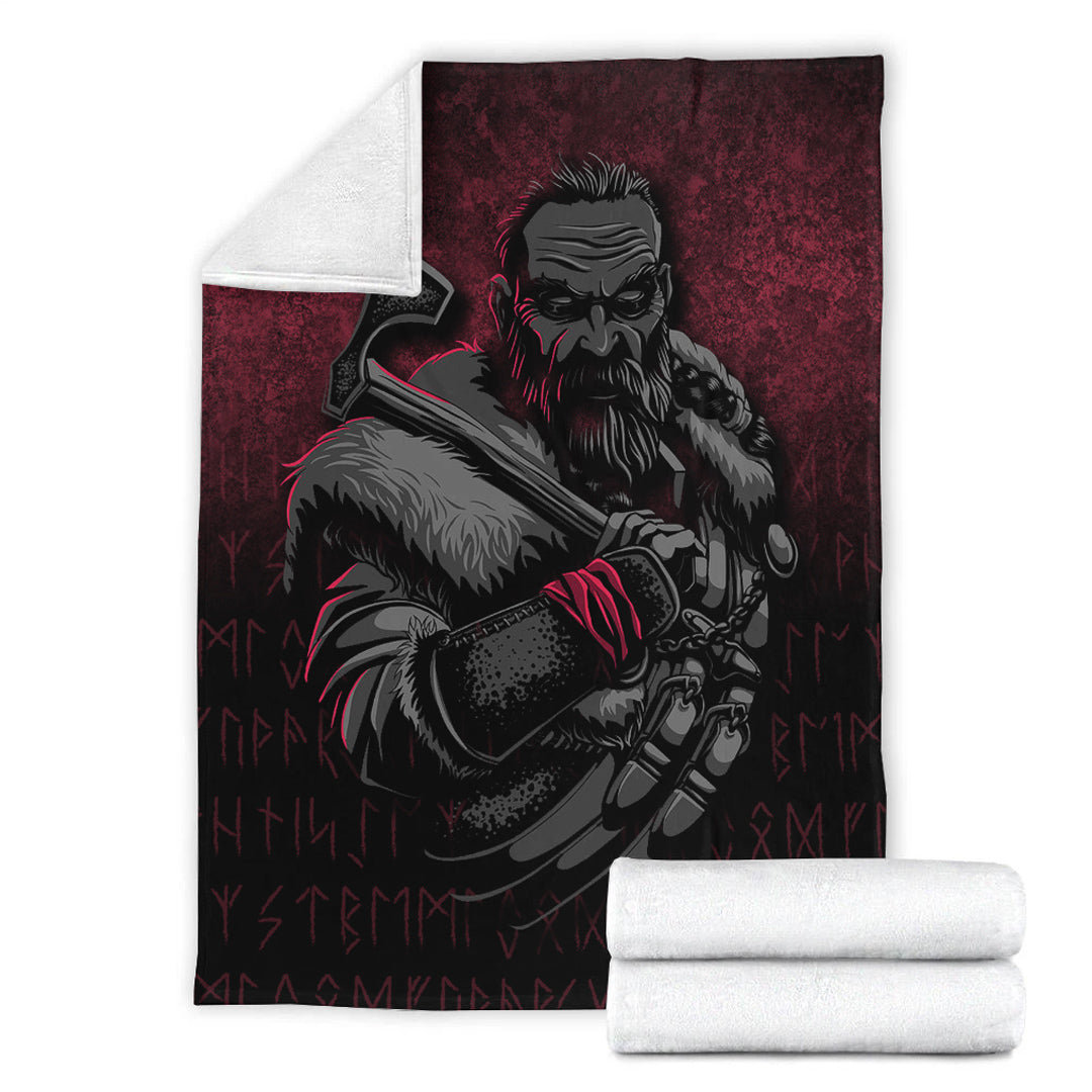 Viking Blanket Viking Warrior With Axe Sherpa Fleece Blanket Gifts for Viking Lovers