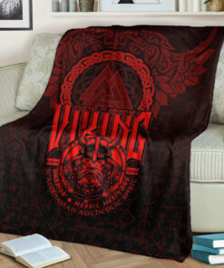Viking Blanket Viking Warriors Valknut Red Sherpa Fleece Blanket Gifts for Viking Lovers