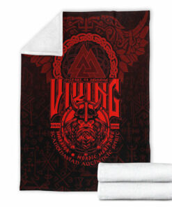 Viking Blanket Viking Warriors Valknut Red Sherpa Fleece Blanket Gifts for Viking Lovers