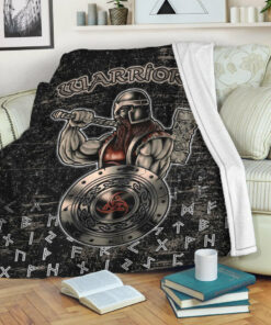 Viking Blanket Viking Warriros Brush Style Sherpa Fleece Blanket Gifts for Viking Lovers