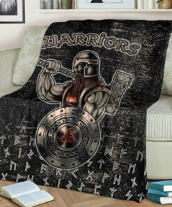 Viking Blanket Viking Warriros Brush Style Sherpa Fleece Blanket Gifts for Viking Lovers