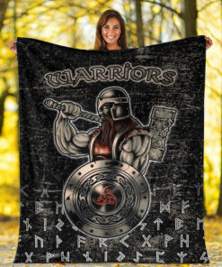 Viking Blanket Viking Warriros Brush Style Sherpa Fleece Blanket Gifts for Viking Lovers