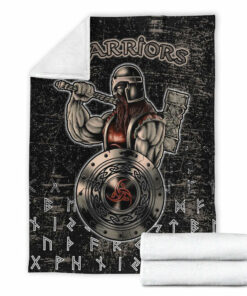 Viking Blanket Viking Warriros Brush Style Sherpa Fleece Blanket Gifts for Viking Lovers