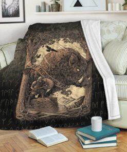 Viking Blanket Viking Wild Boar Sherpa Fleece Blanket Gifts for Viking Lovers