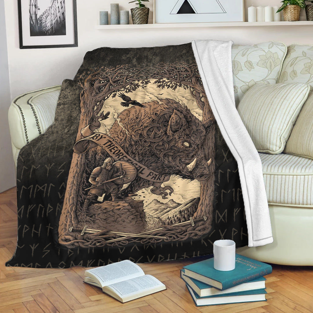 Viking Blanket Viking Wild Boar Sherpa Fleece Blanket Gifts for Viking Lovers