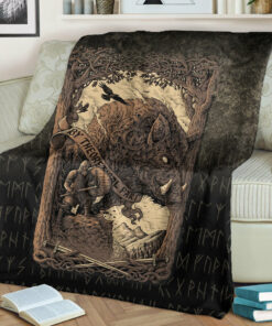 Viking Blanket Viking Wild Boar Sherpa Fleece Blanket Gifts for Viking Lovers