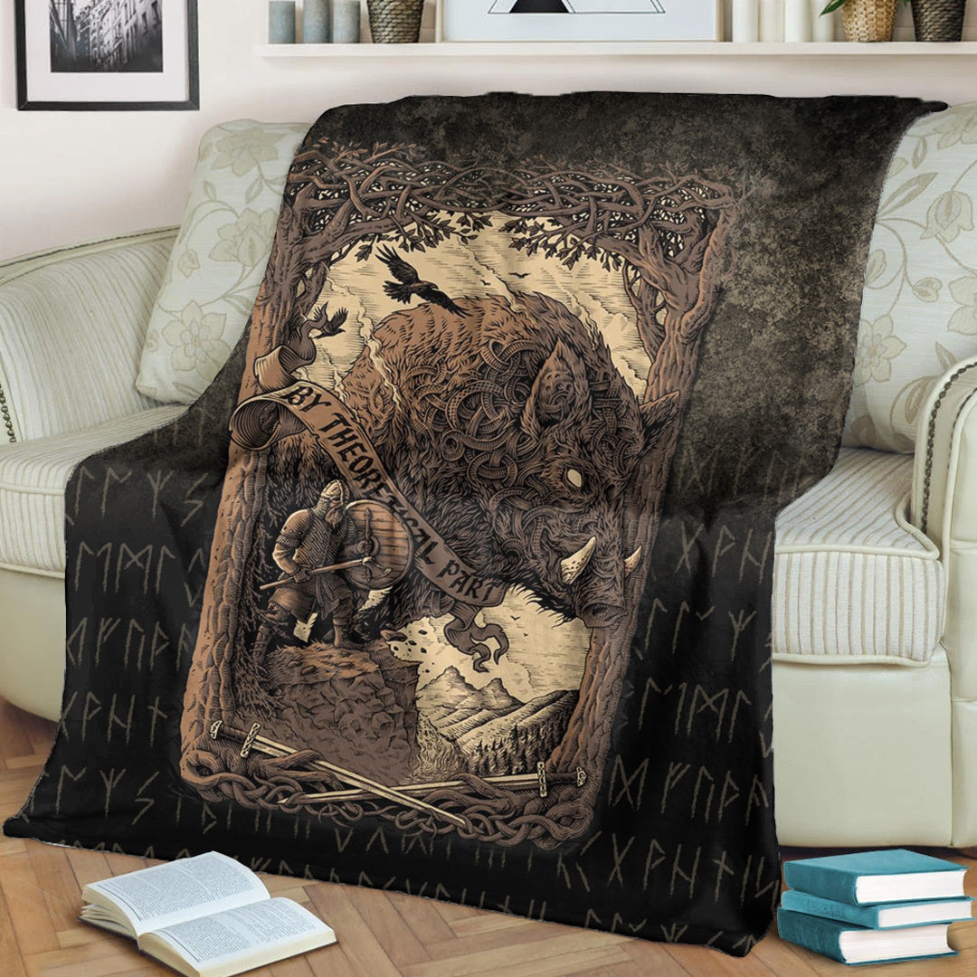 Viking Blanket Viking Wild Boar Sherpa Fleece Blanket Gifts for Viking Lovers