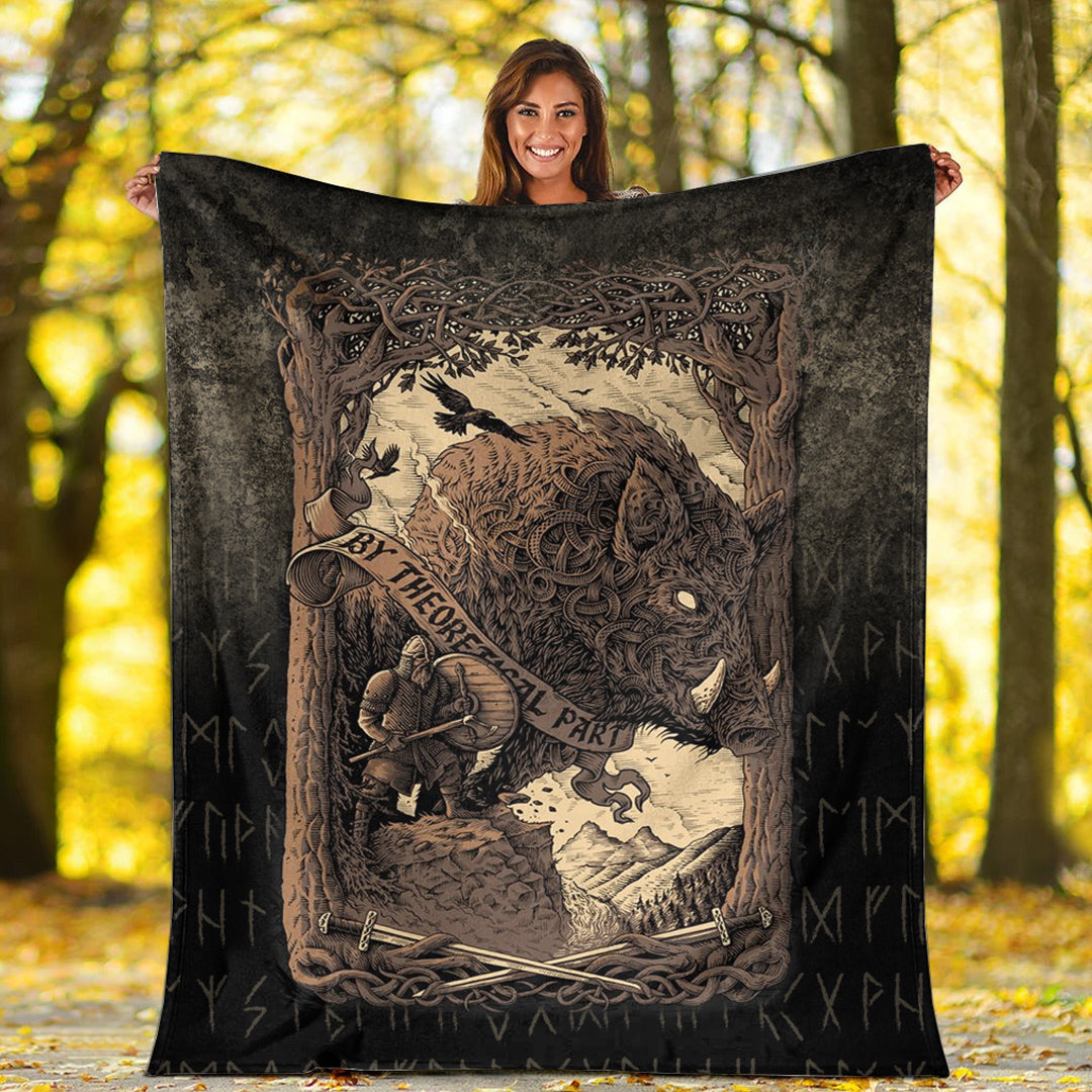 Viking Blanket Viking Wild Boar Sherpa Fleece Blanket Gifts for Viking Lovers