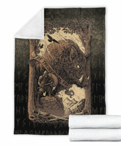 Viking Blanket Viking Wild Boar Sherpa Fleece Blanket Gifts for Viking Lovers