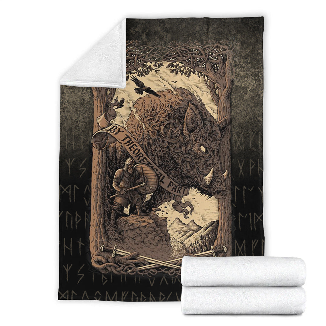Viking Blanket Viking Wild Boar Sherpa Fleece Blanket Gifts for Viking Lovers