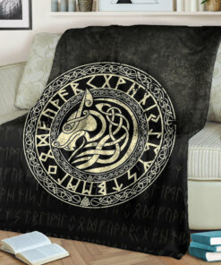 Viking Blanket Viking Wolf Gold Version Sherpa Fleece Blanket Gifts for Viking Lovers
