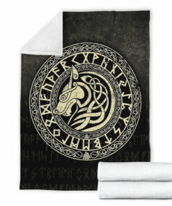 Viking Blanket Viking Wolf Gold Version Sherpa Fleece Blanket Gifts for Viking Lovers