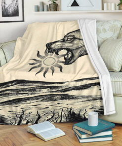 Viking Blanket Viking Wolf Skoll Vintage Style Sherpa Fleece Blanket Gifts for Viking Lovers