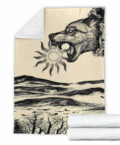 Viking Blanket Viking Wolf Skoll Vintage Style Sherpa Fleece Blanket Gifts for Viking Lovers