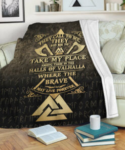 Viking Blanket Vikings Hall of Valhalla Sherpa Fleece Blanket Gifts for Viking Lovers