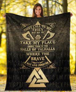 Viking Blanket Vikings Hall of Valhalla Sherpa Fleece Blanket Gifts for Viking Lovers