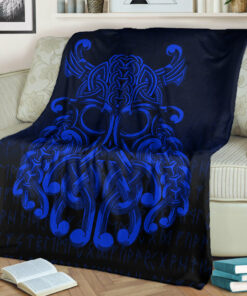 Viking Blanket Vikings Odin Valhalla Blue Version Sherpa Fleece Blanket Gifts for Viking Lovers
