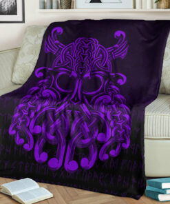 Viking Blanket Vikings Odin Valhalla Purple Version Sherpa Fleece Blanket Gifts for Viking Lovers