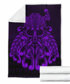 Viking Blanket Vikings Odin Valhalla Purple Version Sherpa Fleece Blanket Gifts for Viking Lovers