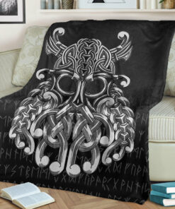 Viking Blanket Vikings Odin Valhalla Sherpa Fleece Blanket Gifts for Viking Lovers