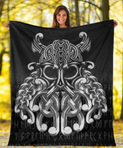 Viking Blanket Vikings Odin Valhalla Sherpa Fleece Blanket Gifts for Viking Lovers