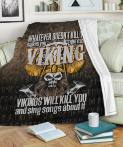 Viking Blanket Vikings Will Kill You Sherpa Fleece Blanket Gifts for Viking Lovers