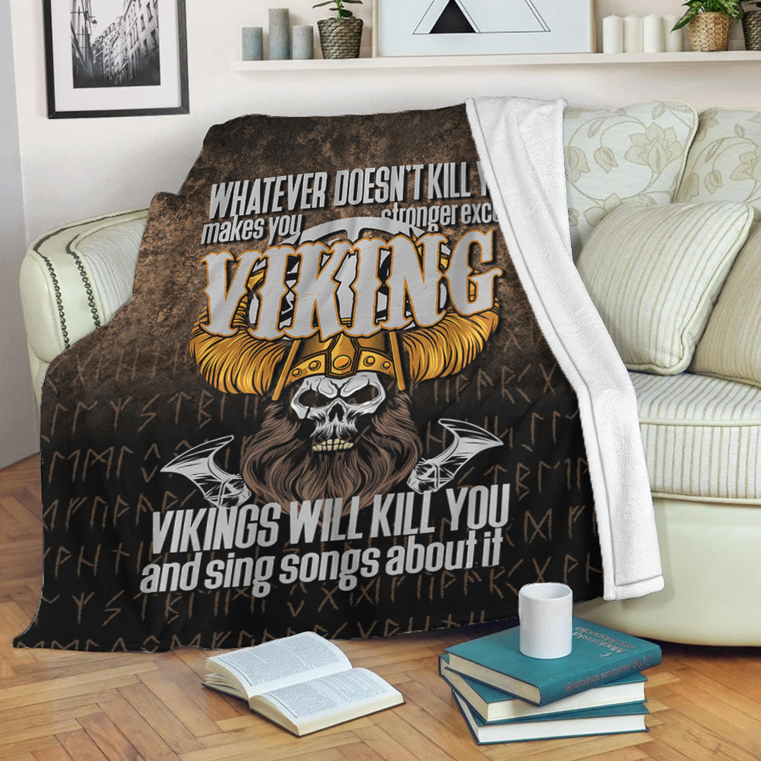 Viking Blanket Vikings Will Kill You Sherpa Fleece Blanket Gifts for Viking Lovers