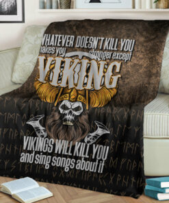 Viking Blanket Vikings Will Kill You Sherpa Fleece Blanket Gifts for Viking Lovers