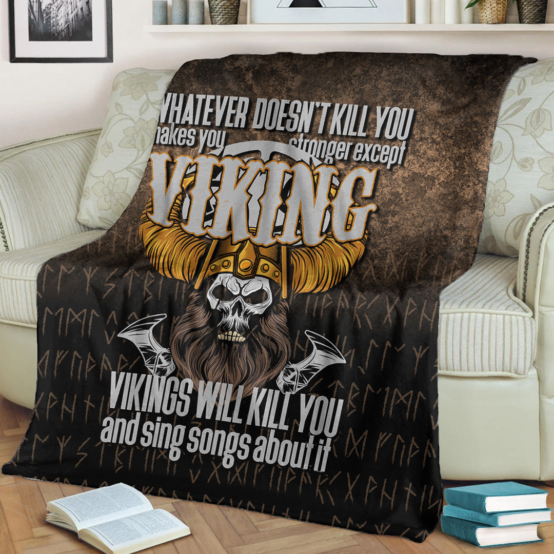 Viking Blanket Vikings Will Kill You Sherpa Fleece Blanket Gifts for Viking Lovers