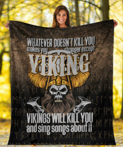 Viking Blanket Vikings Will Kill You Sherpa Fleece Blanket Gifts for Viking Lovers