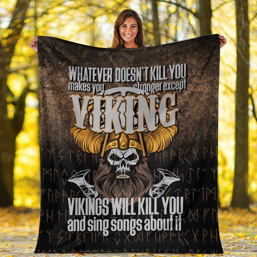 Viking Blanket Vikings Will Kill You Sherpa Fleece Blanket Gifts for Viking Lovers