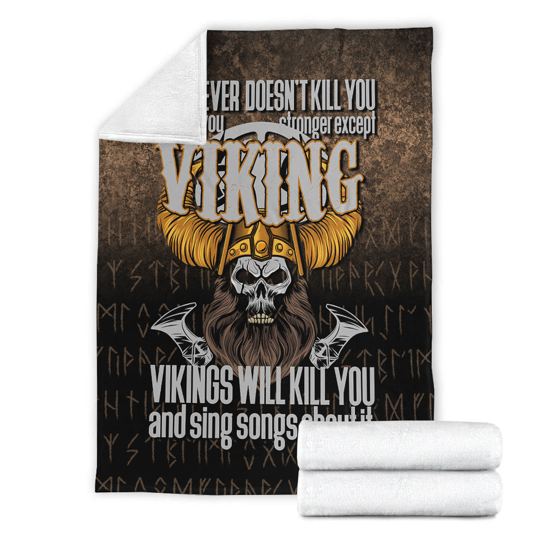 Viking Blanket Vikings Will Kill You Sherpa Fleece Blanket Gifts for Viking Lovers