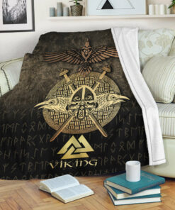 Viking Blanket VikingsGoldenRaven Sherpa Fleece Blanket Gifts for Viking Lovers