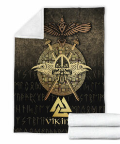 Viking Blanket VikingsGoldenRaven Sherpa Fleece Blanket Gifts for Viking Lovers