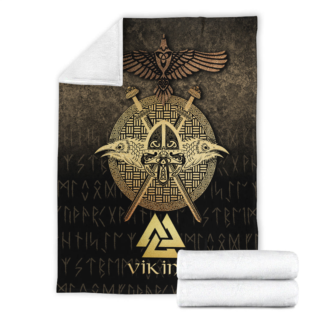 Viking Blanket VikingsGoldenRaven Sherpa Fleece Blanket Gifts for Viking Lovers