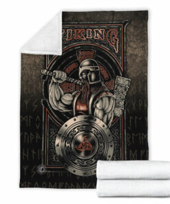 Viking Blanket VikingsWarriror Valhalla Sherpa Fleece Blanket Gifts for Viking Lovers