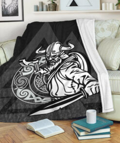 Viking Blanket Warriors Valknut Style Sherpa Fleece Blanket Gifts for Viking Lovers