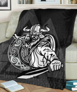 Viking Blanket Warriors Valknut Style Sherpa Fleece Blanket Gifts for Viking Lovers