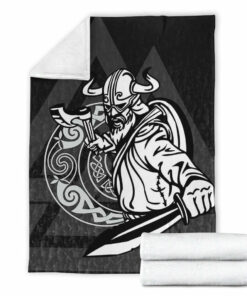 Viking Blanket Warriors Valknut Style Sherpa Fleece Blanket Gifts for Viking Lovers
