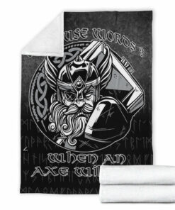 Viking Blanket Why Use Words When An Axe Will Do Sherpa Fleece Blanket Gifts for Viking Lovers