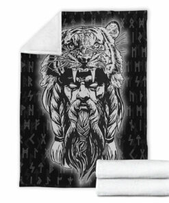 Viking Blanket Wolf Odin Viking Set Sherpa Fleece Blanket Gifts for Viking Lovers