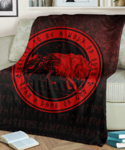 Viking Blanket Wolf Of Odin Red Version Sherpa Fleece Blanket Gifts for Viking Lovers