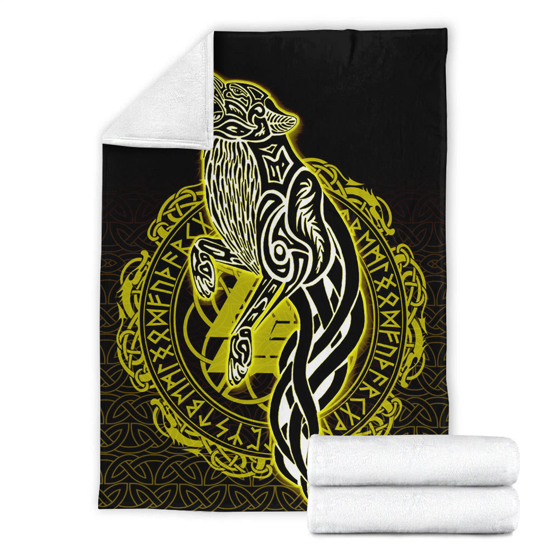 Viking Blanket Wolf Viking Gold Sherpa Fleece Blanket Gifts for Viking Lovers
