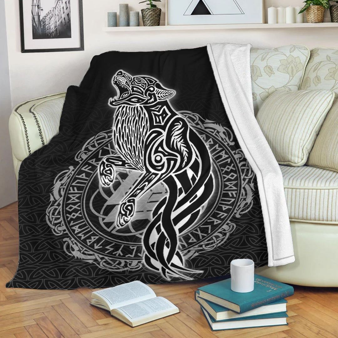 Viking Blanket Wolf Viking Sherpa Fleece Blanket Gifts for Viking Lovers