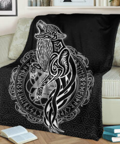 Viking Blanket Wolf Viking Sherpa Fleece Blanket Gifts for Viking Lovers
